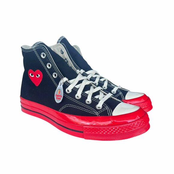 ✨Converse Chuck 70 Hi Comme Des Garçons Play Sz 12 Women's Shoes Black A01793C✨ - Picture 2 of 10